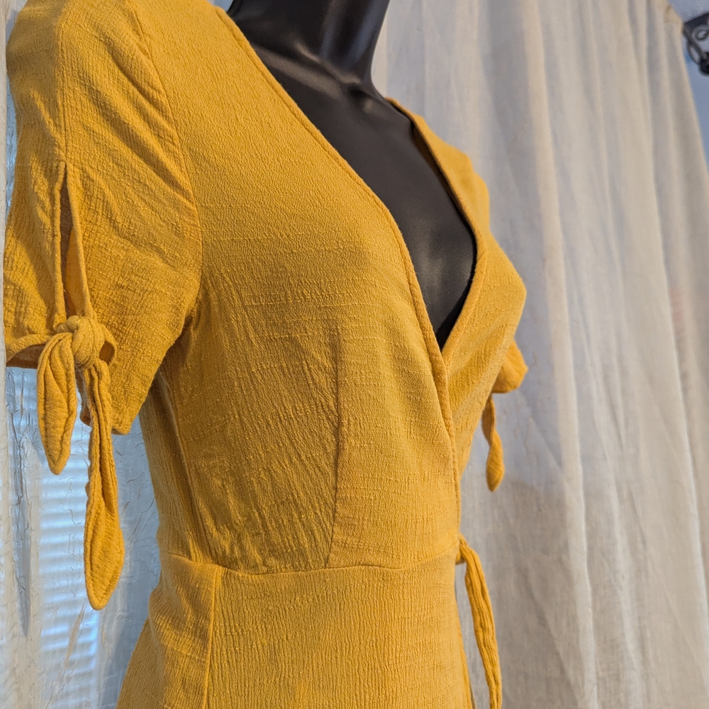 11. Lulu's Yellow Ruffled Tie Front Mini Dress - Picture 2 of 9